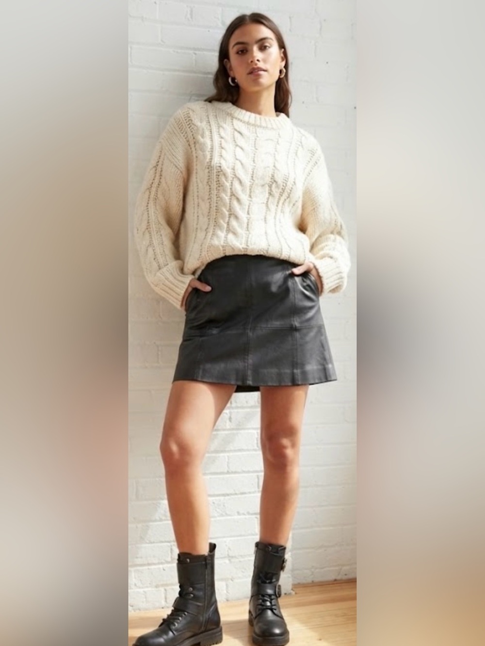 Wilson’s Leather Maxima Black Genuine Leather Mini ALine Panel Skirt Y2K Mobwife